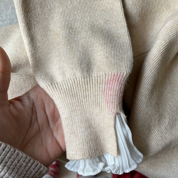 Beige Sweater with Frilly Neck and Sleeves - Picture 7 of 13